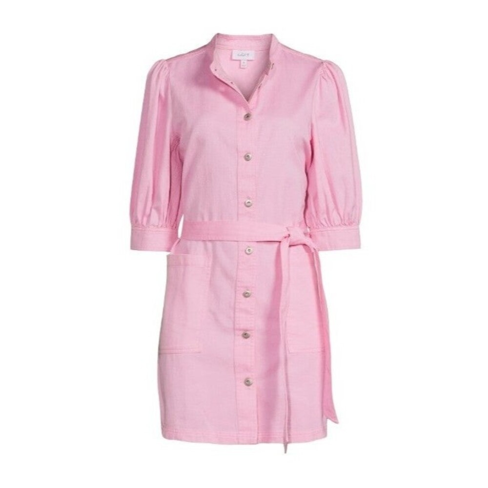 The GET puff sleeve Belted dress Sm Pink Boho Classic Beachy